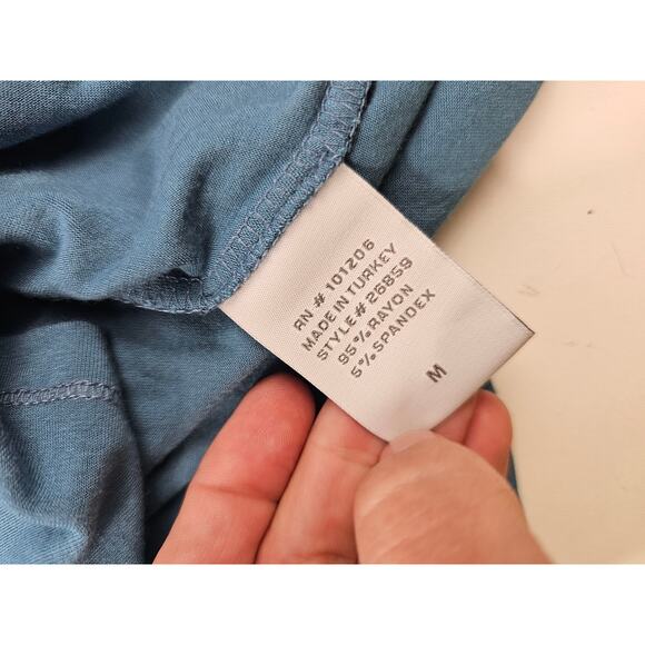 Soft surroundings mock turtle neck long sleeve blue medium pullover soft stretch - Picture 4 of 7